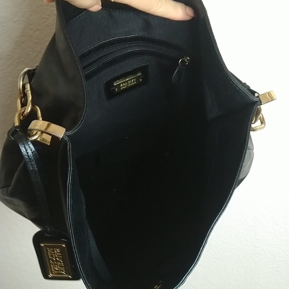 Badgley Mischka black leather lg hobo bag with gold hardware. - Picture 7 of 7